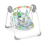 Bright Starts Rainforest Vibes Portable Compact Baby Swing with TrueSpeed, Toy Bar included, Newborn and up