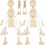Milisten 6pcs Wooden Peg Dolls, Unfinished Wooden Figures People Doll Robot Unfinished Bodies Figures, Adjustable Peg Dolls for DIY Painting Arts Crafts Peg Game Party Decoration