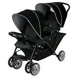 Graco Stadium Duo Tandem Double Pushchair - Suitable from birth to approx. 3 years (15kgs). Car Seat Compatible with SnugEssentials iSize infant car seat, Black/Grey fashion