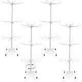 YFNVH 4 Pcs Spinning Jewelry Display Stand 3-Tier White Rotating Organizer Rack for Retail Vendor Store Adjustable Counter Metal Hanging Tree Holder for Necklace Bracelet Craft