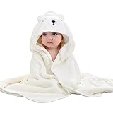 Hooded Baby Towel, Baby Bath Towels with Hood,Unique Animal Design Baby Towel with Hood Soft Absorbent Baby Bath Towels, for Newborn Baby Boy and Girl (White)