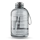 3L Big Water Bottles with Straw & Time Marker - Clear Design, Motivational Reminders, XL Jug for Sports, Gym & All Day Hydration, BPA Free(Gray)
