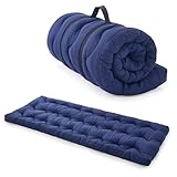 Jamdok Thick Sleeping Mat for Camp Bed and Lounge Chair (190 x 75 cm), Quilted Bed for Camping Sleep, sleeping mattress for floor, Portable (Dark Blue)