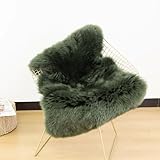 RZLWOOL Genuine Sheepskin Area Rug - Soft, Natural Wool Carpet for Bedroom, Living Room, Children's Rooms. Versatile as Fluffy Sofa Pad, Chair Seat Cover or Sheepskin Throw.(2×3 Feet, Forest Green)