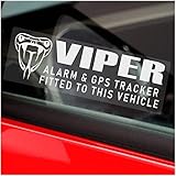 5 x Stickers VIPER Alarm and GPS Tracking Signs Device Fitted Security WINDOW Car Van Warning Tracker Label WHITE 75x25mm G17