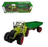 Agricultural Tractor with Trailer - Large Clutch Toy with Tank Wagon, Plough and Animal Carrier - Farm Tractor (MACINA)
