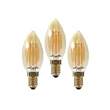 paul russells LED Candle Filament Light – 2.5W 20W Equivalent Replacement, 200LM Lumens, 2200K Extra Warm White, SES E14 Small Edison Screw C35 Bulbs – Energy Saving Non-Dimmable Lamps - 3 Pack