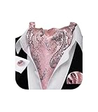 Barry.Wang Mens Cravat Tie Silk Ascot Paisley Scarf Self Ties Pocket Square Cufflinks Set Dress Wedding