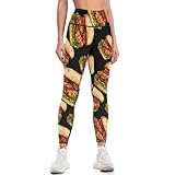 Fried Chicken Sandwich Fast Food Leggings for Women Printed Yoga Pants Biker Pant Running Gym Joggers S