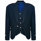 Bingo Sale Scottish Light Blue Kilt Jacket & Waistcoat for Men | Argyle Highland Outfit (UK, Numeric, 54, Regular, Tall, Blue)