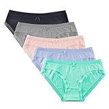 KNITLORD Womens Underwear Bamboo Viscose Knickers Ladies Lace Trim Breathable Briefs Pants Multipack 5 (XL)