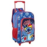 TDL Stitch Kids' Trolley Backpack with Wheels, Adjustable Handle, 2 Compartments