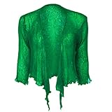 Kiran Fashion Womens Tie Up 3/4 Sleeve Ladies Fine Knit Bolero Cropped Stretchy Shrug Top Jacket Cardigan One Size (UK, Alpha, One Size, Regular, Regular, Jade Green)