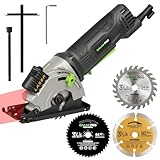 GALAX PRO Mini Circular Saw, 580W 3500 RPM Maximum Cutting Depth of 28.5mm, Three Pieces of 85mm Saw Blades, Equipped with Laser Guide Rails, Suitable for Wood, PVC and Other Materials