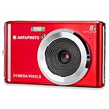 AGFA PHOTO Realishot DC5200 - Compact Camera, 21MP, 2.4" LCD Screen, 8x Digital Zoom, 720p HD Video, Lithium Battery, SD Cards, Scene Modes - Red