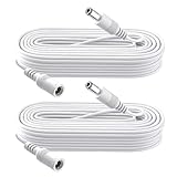 2-Pack 3m DC Power Extension Cable, Plug 5.5mm x 2.1mm, Male to Female, DC 5V 6V 9V 12V 24V for Security Cameras,DVR,Router,Printer,LED Strip, White