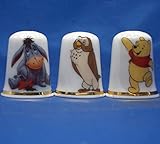 Porcelain China Collectible Thimbles Set of Three Winnie the Pooh and Eeyore