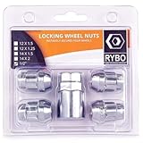 RYBO Set of 4 Alloy Wheel Locking Nuts, Silver (M14 x 2.0)