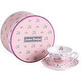London Boutique Tea Cup and Saucer Set Coffee Cups Gifts for Women Tea Set New Bone China Vintage Flora Rose Gift for Her Tea Party Home Restaurants and Tea House (Rose Pink 1pc Set)