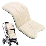 Obelunrp Sheepskin Pram Liner, 30x15inch Universal Thick Pram Liner, Soft Faux Sheepskin Pushchair Liner, Breathable Baby Stroller Seat Pad Liners for Baby Seat (Beige)