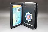 Hire Witness SIA Licence Holder/ID Wallet with Security Badge - Black Leather Bi-Fold Wallet for Professional Adults, Security Personnel - Nickel Plated Badge with Glass Enamel