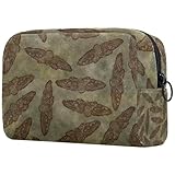 VAPOKF Fossil Moth Pattern Cosmetic Bag for Women, Travel Toiletries Bags Large Makeup Handy Pouch Organizer Bag with Zipper