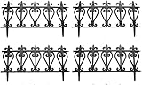 Monal Victorian Style 4 Pieces Plastic Cast Iron Effect Garden Border Fence Edging Flower Bed Lawn Fencing Ornate Set Black Outdoor Patio Ornate Black Weatherproof Water Proof Anti Bacterial