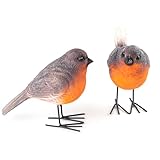 Accjzzlyn Robin Garden Ornaments Outdoor, Set of 2 Resin Robin Garden Statues Lifelike Bird Ornaments Garden, Robins Home Decoration Robin Gifts Gardening Gifts for Easter Christmas Grave Ornaments