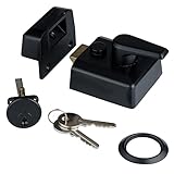 XFORT 40mm Matt Black Night Latch Narrow Complete with Rim Cylinder, Lock Case, Two Keys and Trim Ring, Door Lock Provides Increased Home Security, for Front Door Lock.