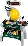 Theo Klein 8612 Bosch Junior Workbench 2+ I Including Helmet, Vice, Tools, Strips of Wood, Nails, Screws and Nuts I Dimensions: 49 cm x 29 cm x 71 cm I Toy for Children Aged 2 Years and up
