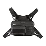 Fitdom Tactical Inspired Sports Utility Chest Pack. Chest Bag for Men with Built-in Phone Holder. This EDC Rig Pouch Vest is Perfect for Workouts, Cycling & Hiking, Black, S, Rig Fit