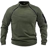 Fleece Pullover | Men's Military Outdoor Fleece Jacket | Warm Tactical Combat Zipper Sweatshirts Army Windproof Pullover Sports Sweater Tops for Fishing Hiking Winter Jumper Green