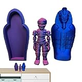 Egyptian Statue, Mummy Sarcophagus Figurine, 3.78x1.89in Movable Joint Sculpture, 3D Printed Collectible, Detailed Ancient Design for Desk, Showcase, Home Decoration, Display Shelf