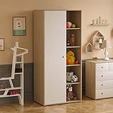 Junior Vida Neptune 1 Door Wardrobe Bedroom Clothes Rail Storage Children's Kids Furniture (White & Oak)