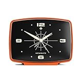 NEWGATE® Brooklyn alarm clock | Rectangular retro design | Pumpkin orange | Ideal for bedside, desk, shelf & mantel | Midcentury retro bedroom & office accessory