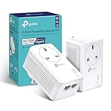 TP-Link TL-PA7027PKIT Passthrough Powerline Adapter Kit, AV1000 2-Port Gigabit, Powerline Network Adapters Speed up to 1000 Mbps, 4K Video Streaming and Online Gaming, No Configuration Required