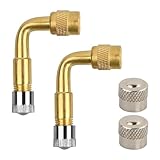 Litinliv Tyre Valve Extension, 2Pcs Valve Extension 90 Degree, Valve Extenders Valve Stem Adapter with 2 Metal Caps, Brass Air Tire Stem Extension for Car Motorcycle Bike Truck RV's Scooter
