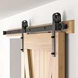 BONIKLUBA 6.6ft/200cm Sliding Door Kit, Barn Door Sliding Kit, Splice Track Black