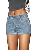 EMMIOL Denim Shorts for Women Low Rise Jean Shorts Stretchy Folded Hem Hot Short Jeans
