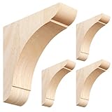 Vercraft 4 Pcs 1.75'' W x 6'' D x 6'' H Wood Corbels for Countertop Natural Rubber Wood Shelf Brackets Paintable Brackets with Hanging Hook for Kitchen Cabinet Bookshelves Bar Shelving