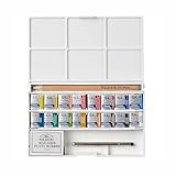 Winsor & Newton, Cotman Watercolour, ‘Complete Pocket Set’, 16 x Half Pans + 1 x Travel Brush PLUS 1 x Kneaded Eraser + 1 x Pencil