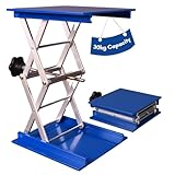 Labsales Heavy Duty Lab Jack stand, Stainless Steel Scissor Lift for laboratory Instruments & Reagent Bottles, Low Profile, Adjustable Height, Capacity Up To 60kg, Multiple Sizes (100mm x 100mm 30kg)
