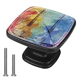Drawer Knob Pull Colorful Violin and Music Sheet Cabinet Drawer Pulls Cupboard Knobs with Screws for Home Office Cabinet 4 Pack