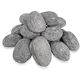 24Pcs Gas Fire Pit Pebbles Ceramic Stones Grey Fireplace Rock For Indoor Outdoor Fireplace 24 Round 3/2 Inch - 5/2Inch Size