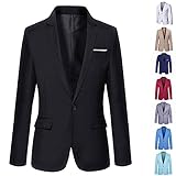 Boys Long Sleeve Blazer Suit - One Button Slim Fit Dress Jacket for Business Wedding Party - Solid Color Formal Outerwear