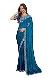 TRENDMALLS Women's Silk Embroidered Heavy Border Saree with Unstitched Designer Blouse Piece (K998-Morpeach)