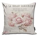 Sotyi-ltd French Shabby Chic Pillow cover Throw pillowcase Decorative Cushion Cover Gift for Birthday Wedding Couple Anniversary Graduation 18x18 inches