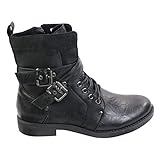 Elong Mens Punk Rock Goth Elmo Ankle Boots Brown Black Leather Buckle, Black, 8