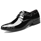 Men's Dress Shoes Pointed Oxfords Patent Leather Shoes Business Derbys Shiny Party Shoe Casual Brogues Tuxedo Shoes 5.5uk