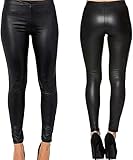 P&R DANCEWEAR LTD Womens Leggings - Stretchy Full Length Wet PVC Look Leggings - Comfortable Super Soft Stretchy Pants - Low Waisted Sexy (S-M Black)